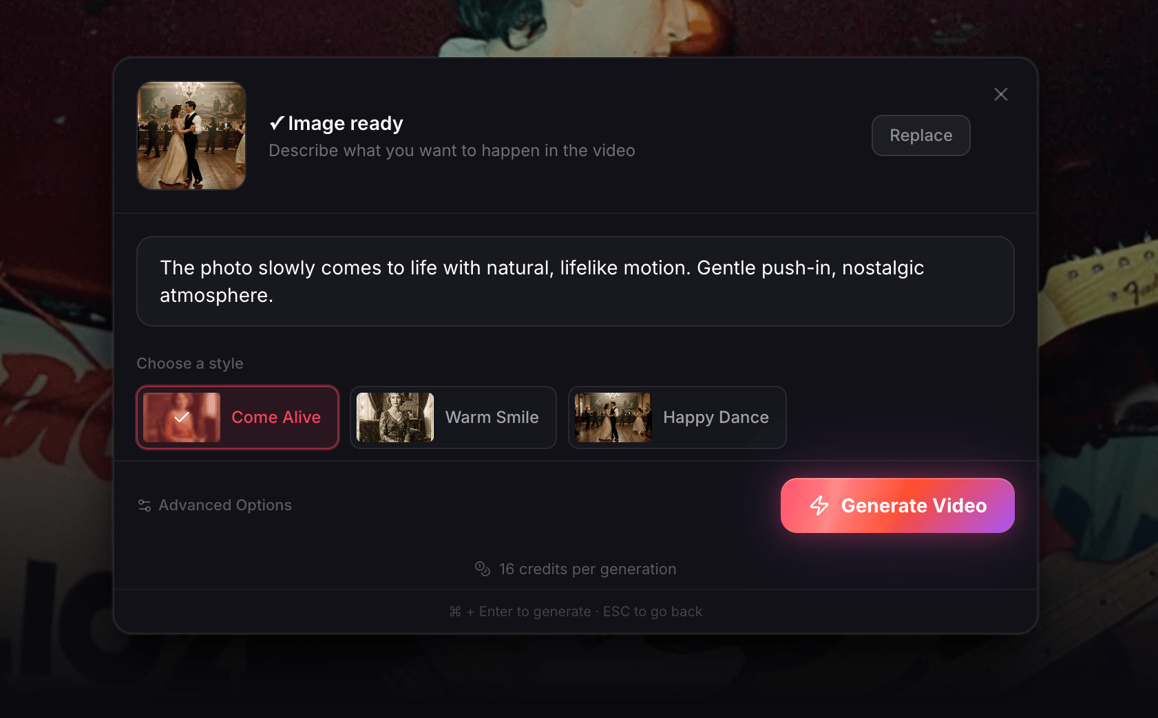 Prompt old photo animation step