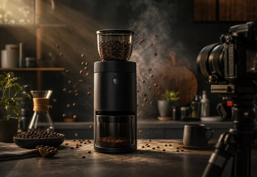 A product ad clip generated from a single still, lighting moving across the product