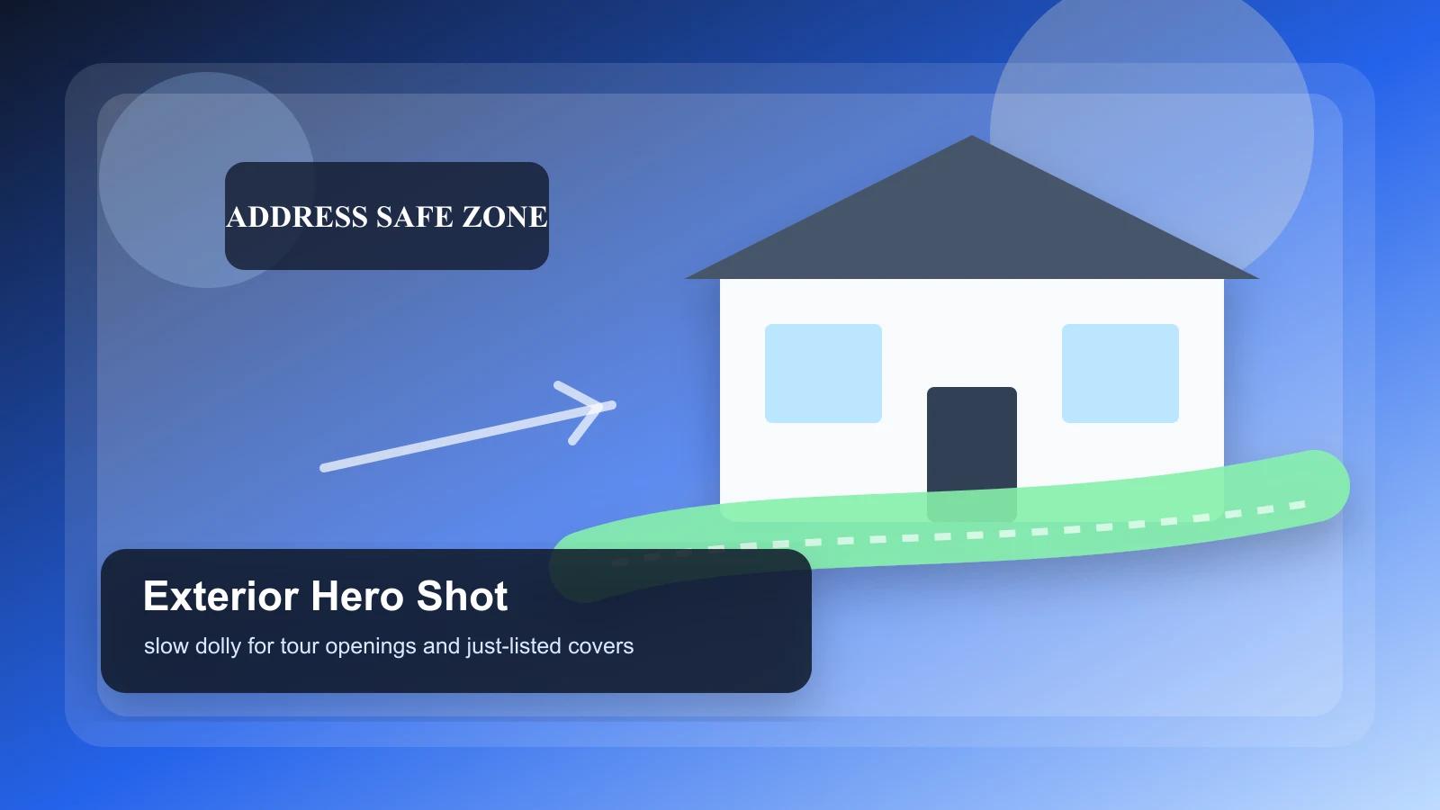 An exterior hero photo prepared as a slow-dolly listing video opener