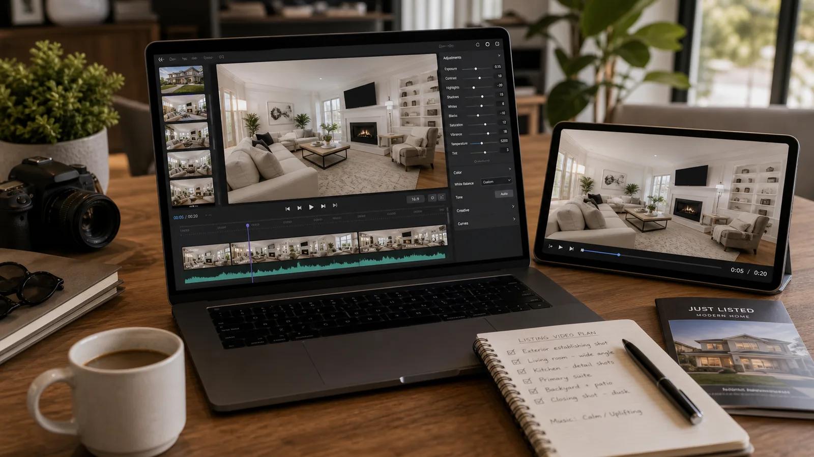 A wide interior room prepared for a calm 16:9 Zillow listing video
