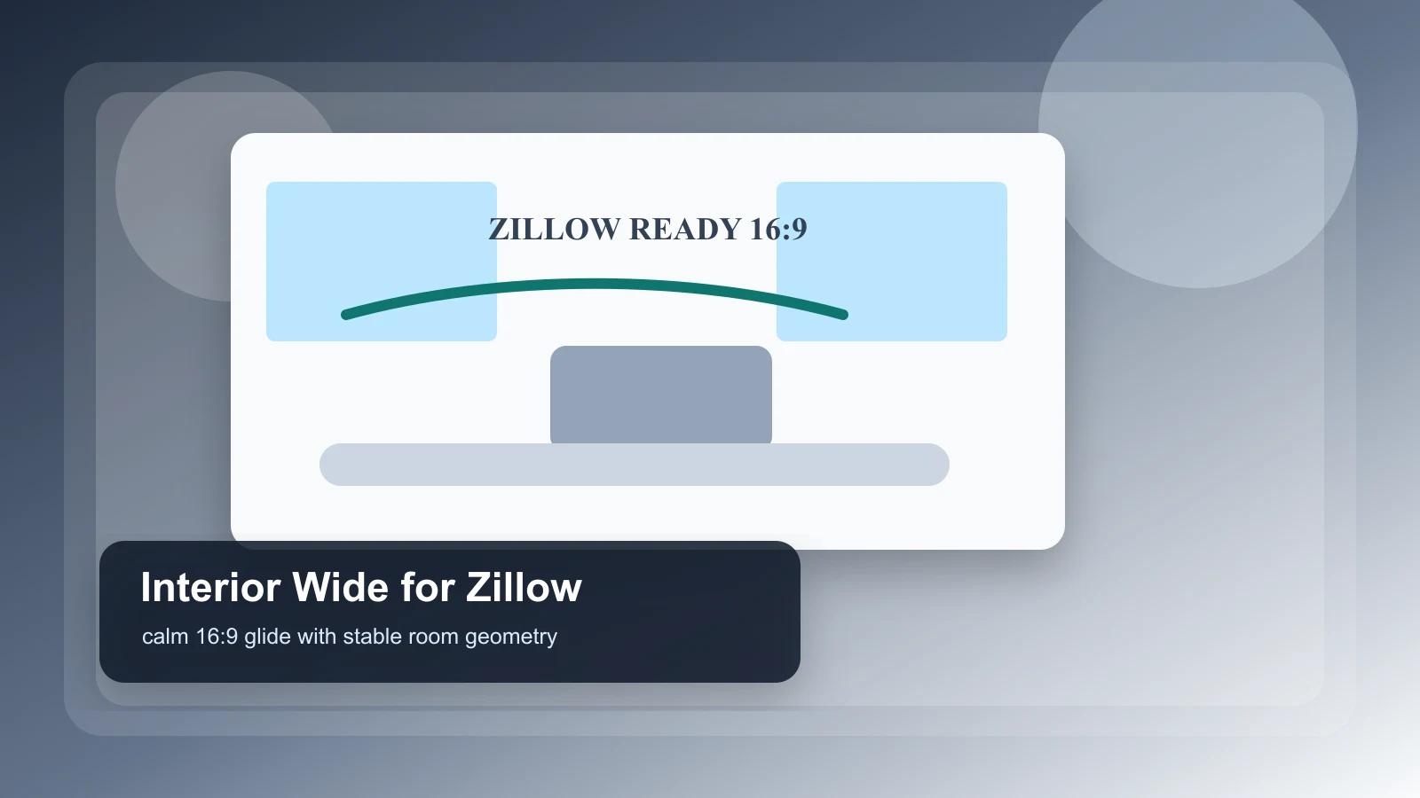 A wide interior room prepared for a calm 16:9 Zillow listing video