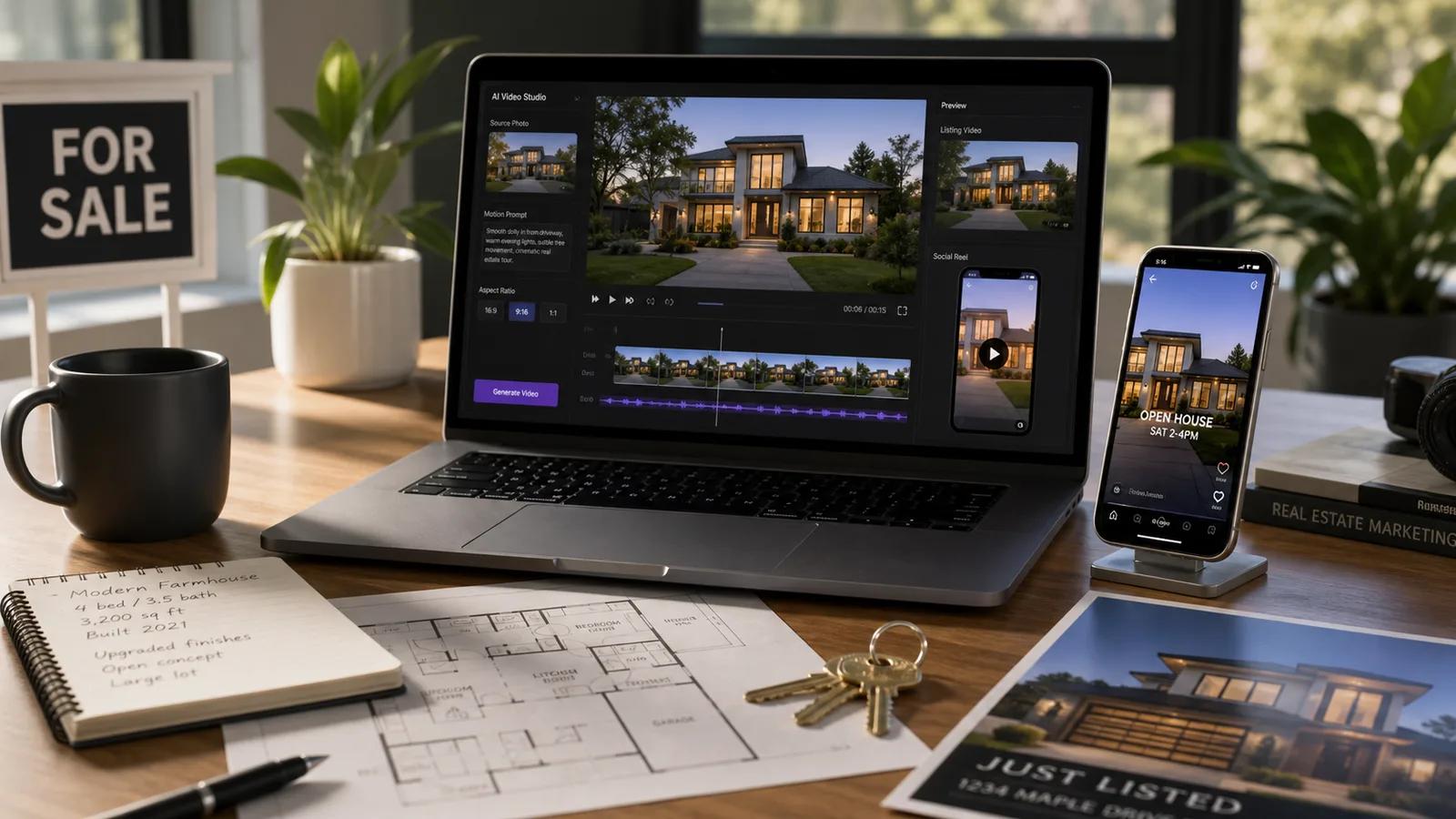 Real estate photo to AI video workflow for listing reels, Zillow clips, and open-house teasers